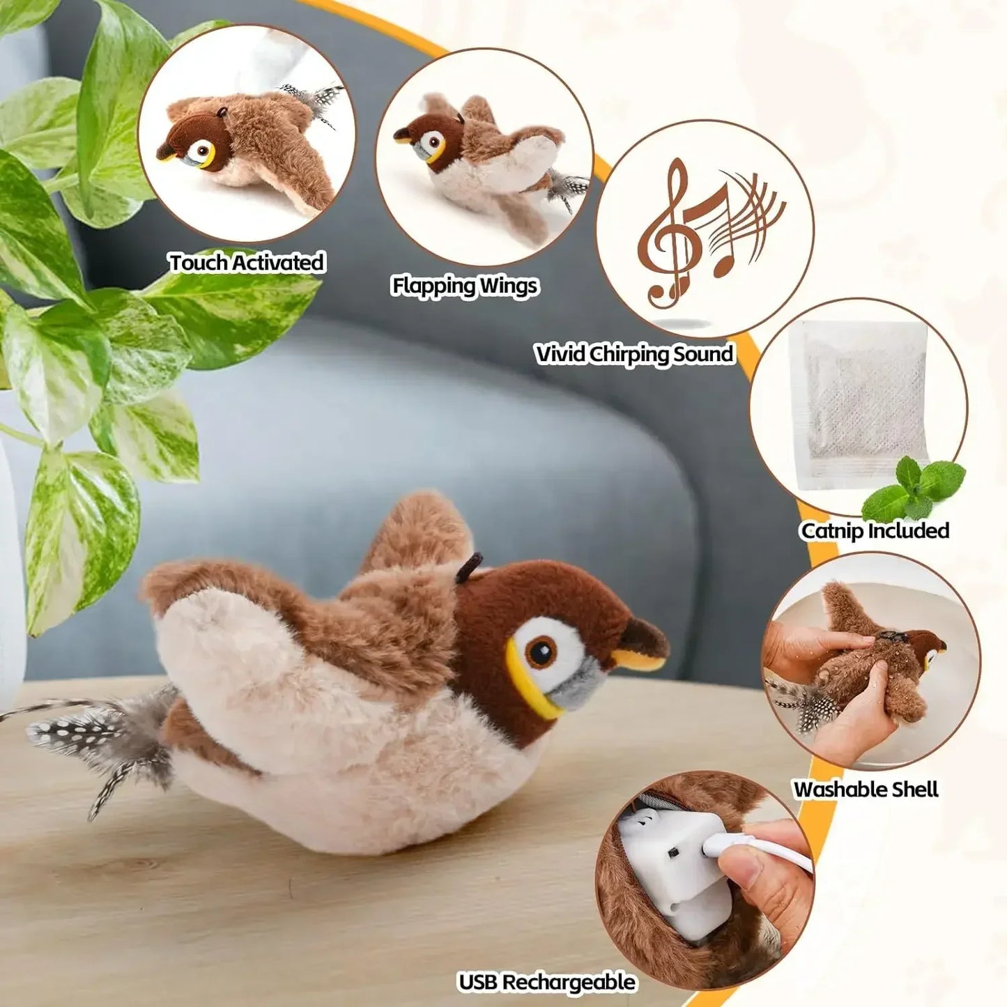 Fun Catnip Toy – USB Bird for Cats